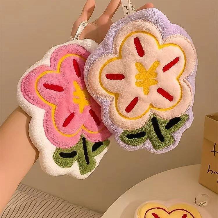 Youqianhua cute kitchen and bathroom small towel does not shed coral fleece super absorbent hangable