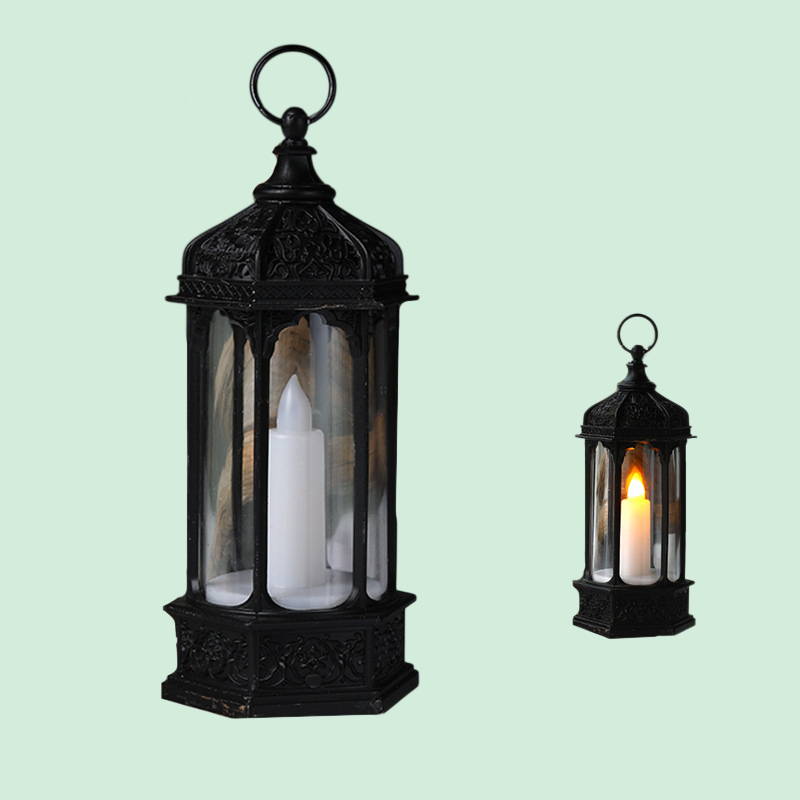 빈티지 스타일의 발광 육각 전자 양초 랜턴