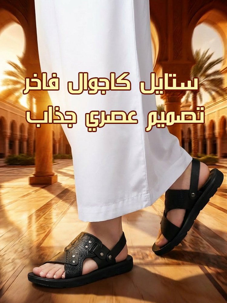 صندل كاجوال عصري من جلد طبيعي مزين بنقش جلد تمساح للرجال