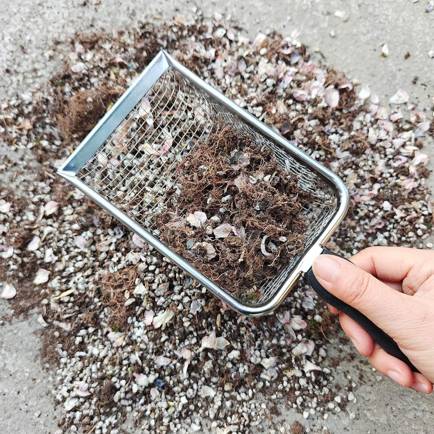 家庭菜園用土ふるい ハンドル付き