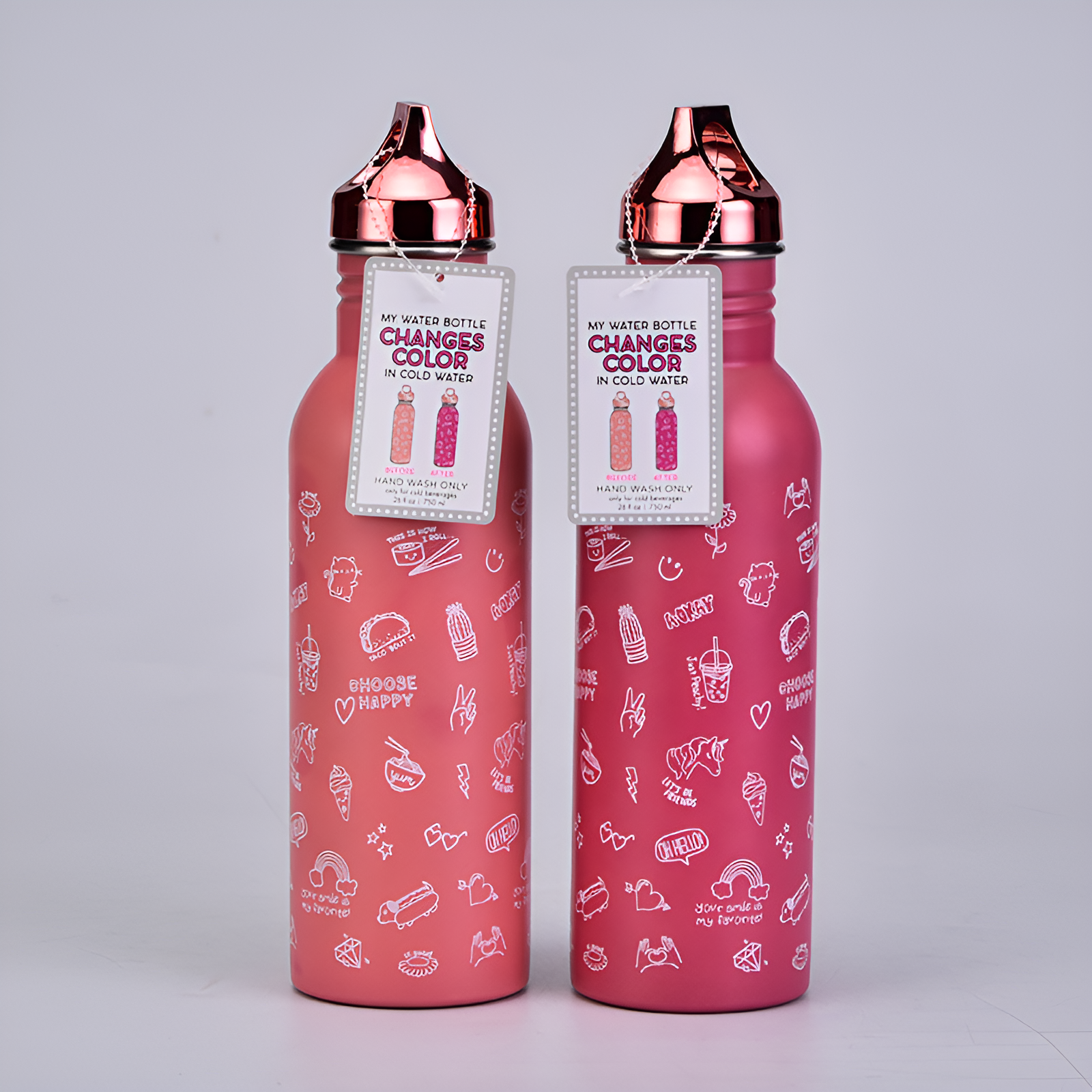 単層ステンレススチール製スポーツウォーターボトル、温度に敏感に色が変わるウォーターカップ、クリエイティブな魔法、冷たいときに色が変わる