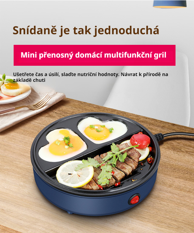 Mini přenosný stroj na smažení vajec v moderní kuchyni