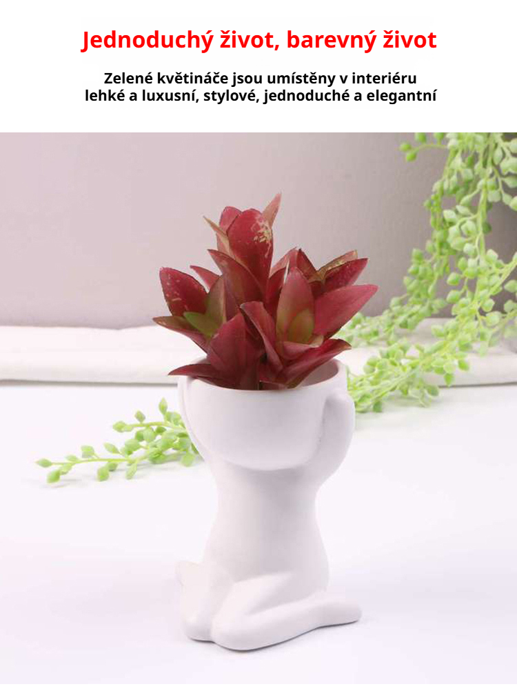 Květináč ve tvaru postavy jako stylová dekorace bytu