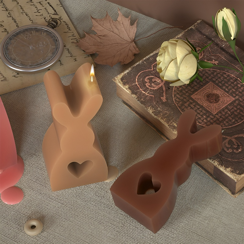 愛心兔子香氛蠟燭矽膠模具