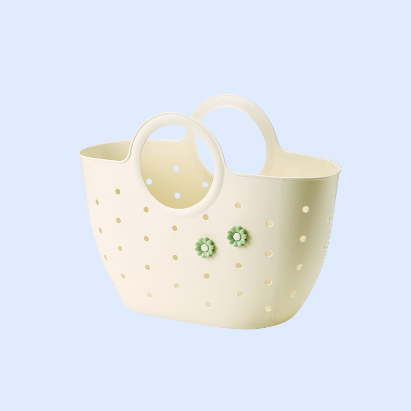 バスルーム用多機能収納バスケット・シンプルデザイン・底部通気穴付き・学生寮に最適