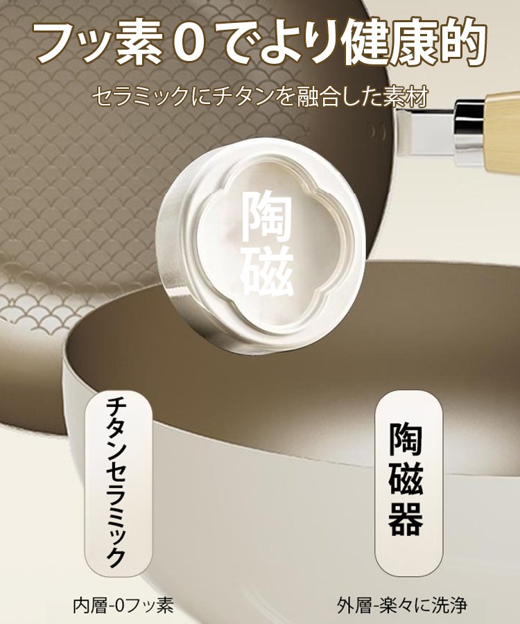 ホワイトセラミックノンスティックフライパン