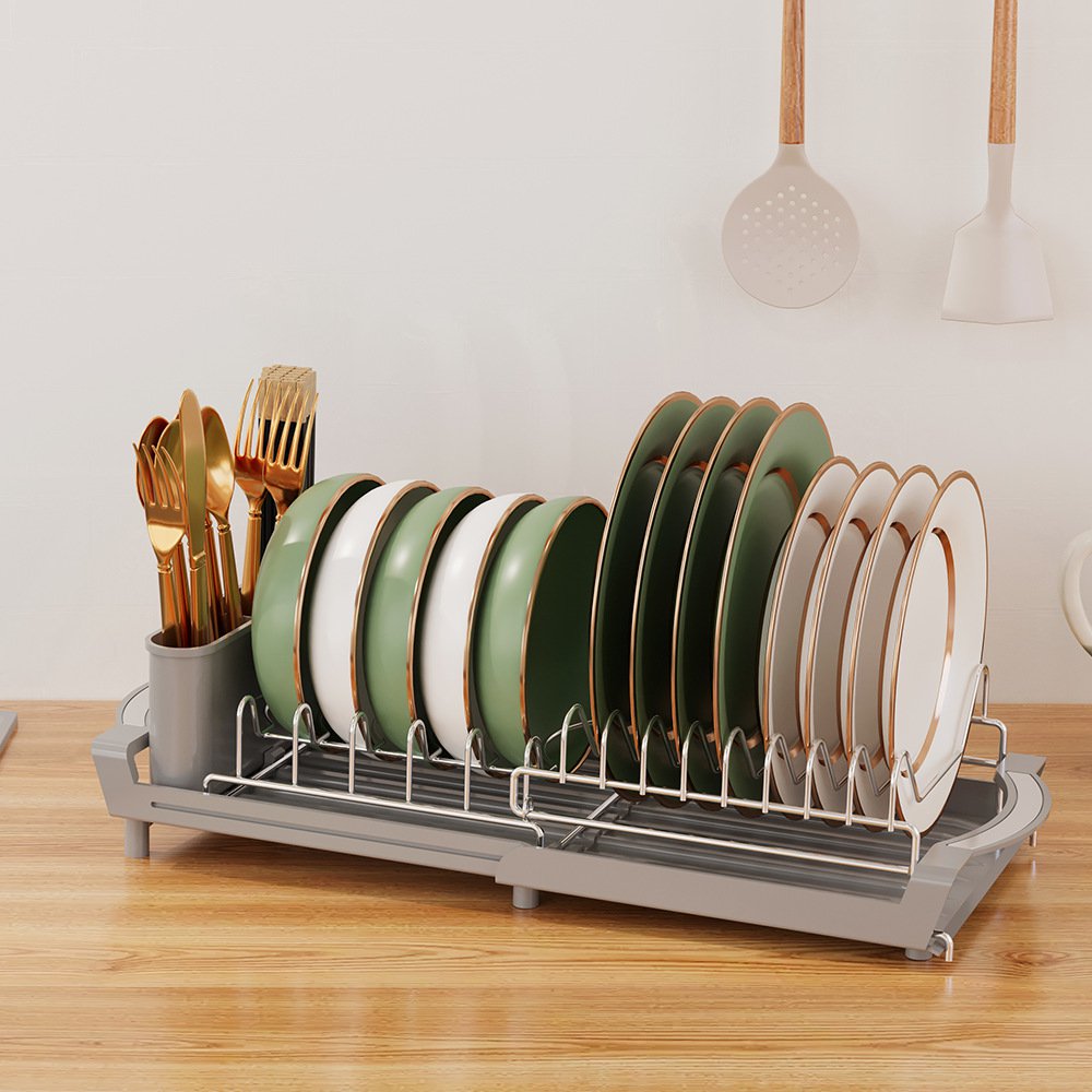 引き出し式水切り付き多機能食器ラック