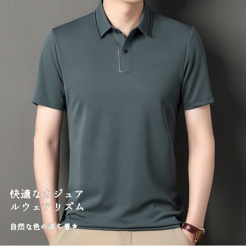 メンズパパ半袖Tシャツ ラペル メンズ 夏 ハーフスリーブ トップス カジュアル・ビジネス半袖Tシャツ