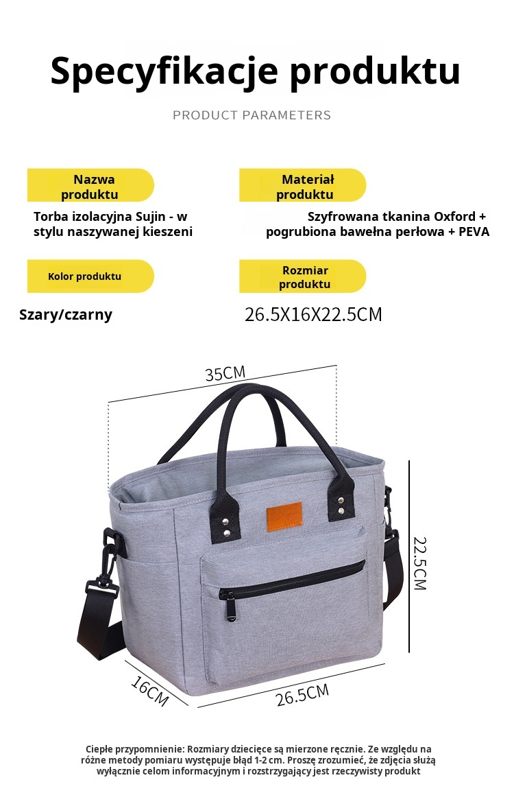 Torba na lunch z dużą ilością miejsca na jedzenie