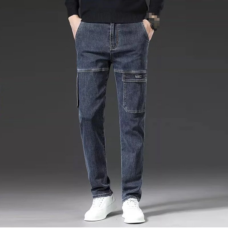 남성 멀티 포켓 스판 데님 팬츠