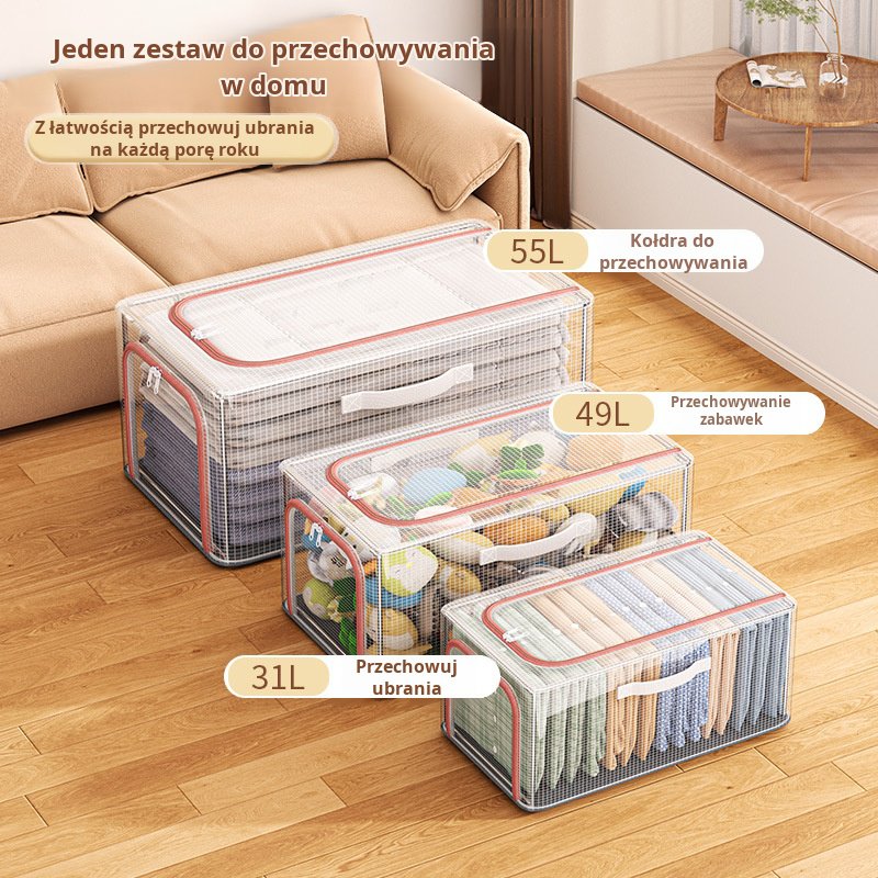 Nowy przezroczysty pojemnik na ubrania z siatki PCV, schowek na ubrania w akademiku, pogrubiony, poj