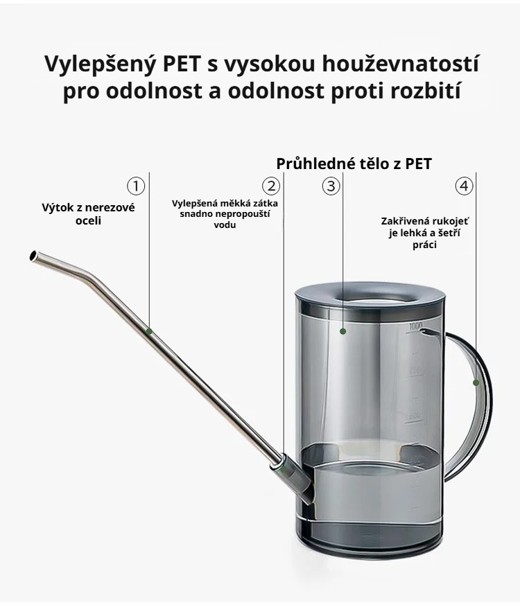 Moderní domácí konev na zalévání bylinek v kuchyni