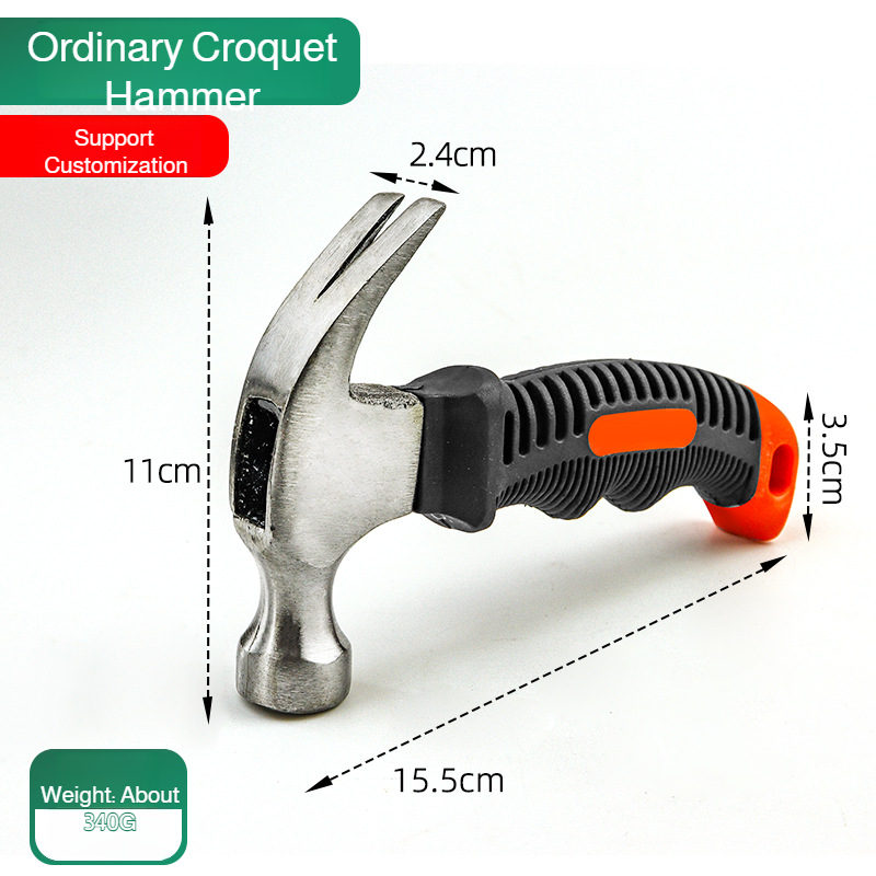 Woodworking plastic coated multifunctional installation hammer mini claw hammer