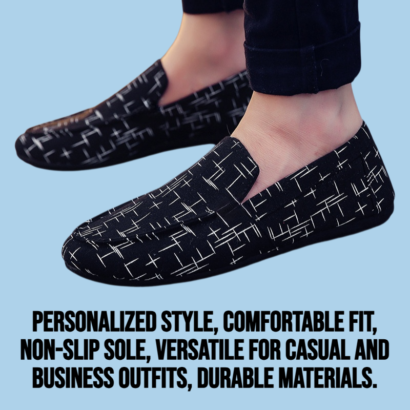 Trendy and personalized men wearing British bean shoes with one foot