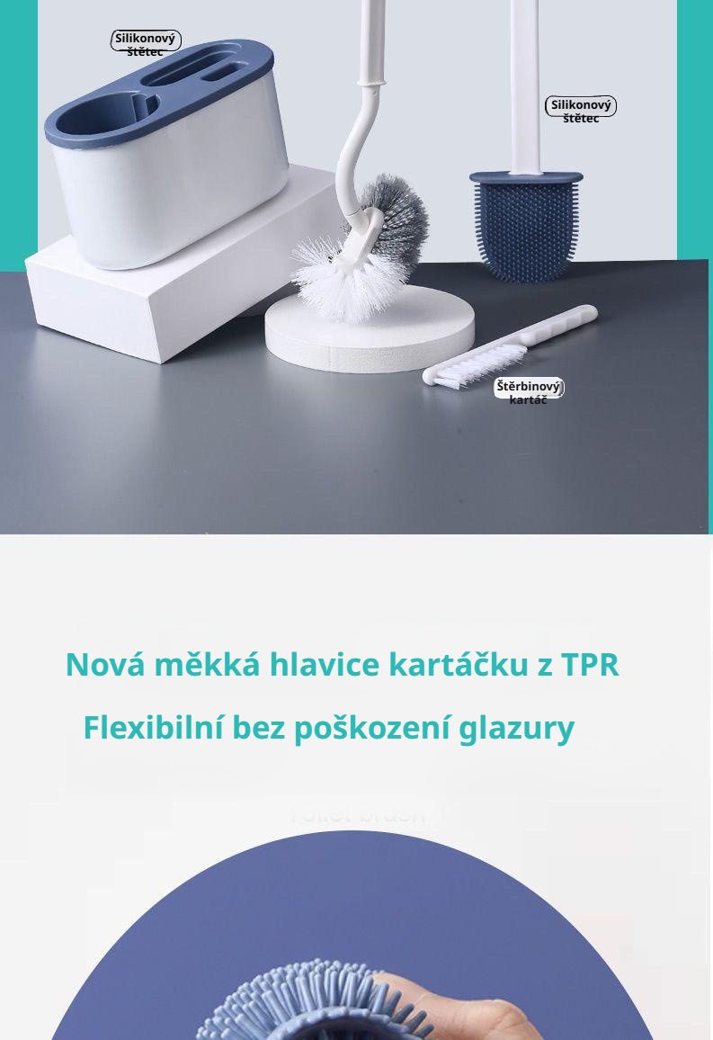 Detail kartáče na toaletu s ergonomickou rukojetí