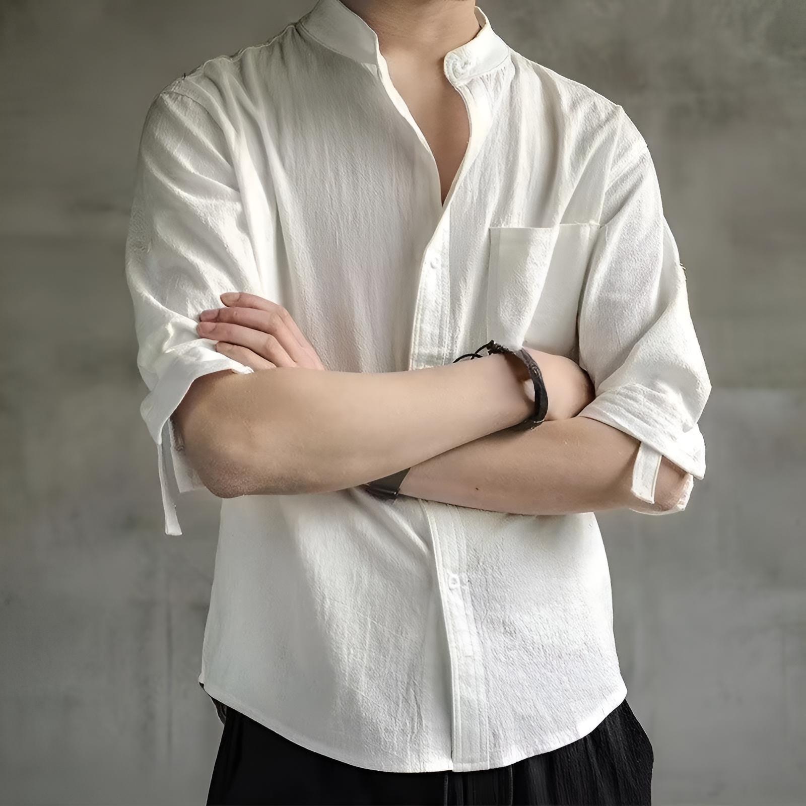 日本のシャツ レトロ 無地 リネンシャツ シンプルシャツ メンズ 万能 ゆったりシャツ カジュアル アメリカンシャツ 春新作シャツ