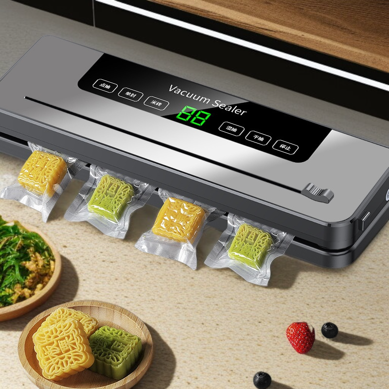 カッター付き小型家庭用自動真空シール機 食品保存真空圧縮包装機