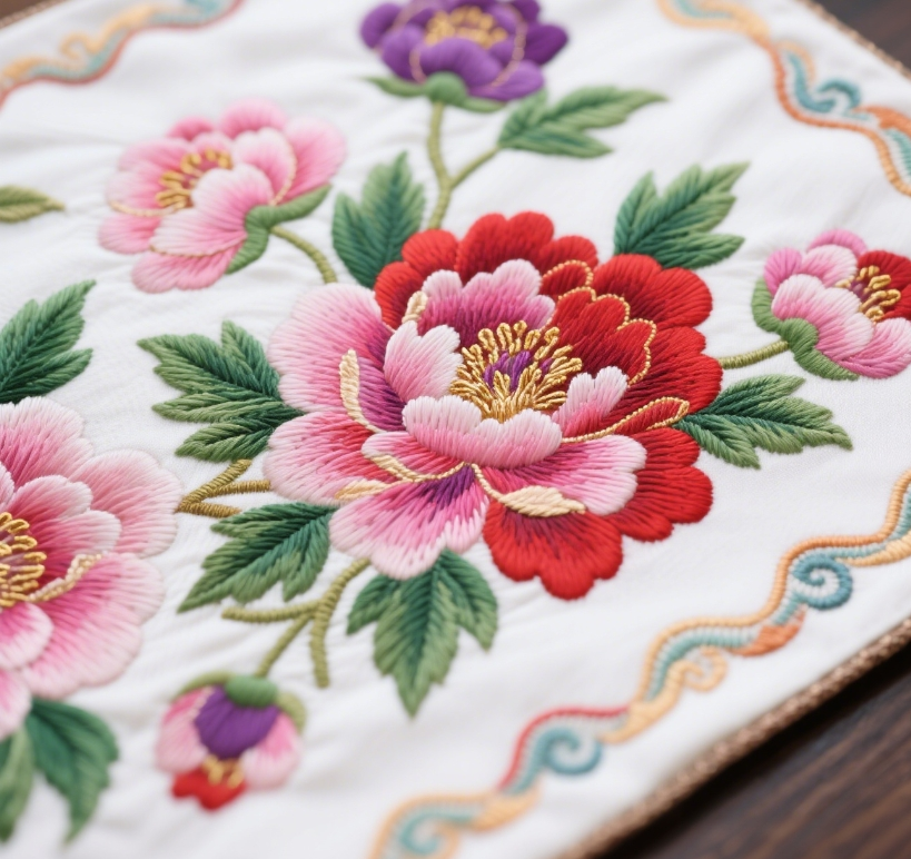 Le processus de broderie brode une variété de motifs exquis et brode le sachet à thé