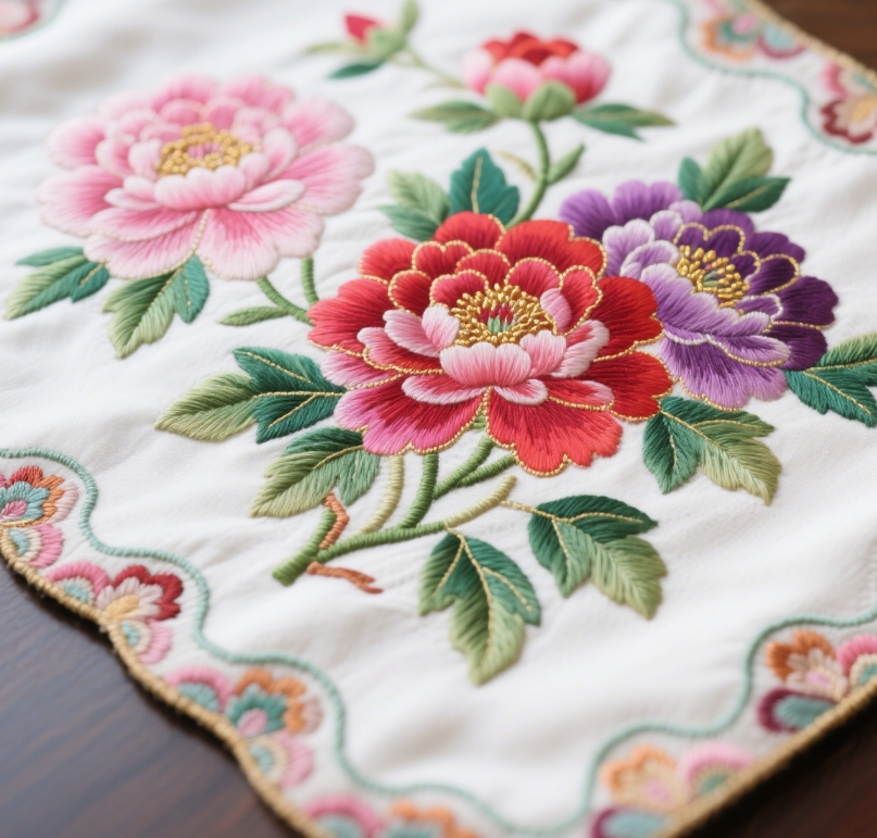 Le processus de broderie brode une variété de motifs exquis et brode le sachet à thé