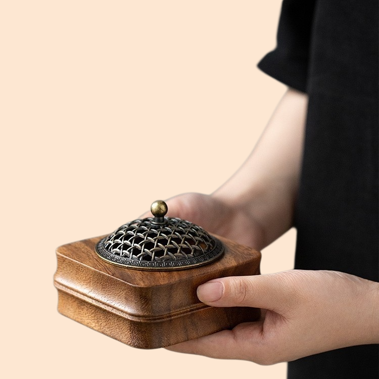Household aromatherapy ornaments walnut incense stick plate