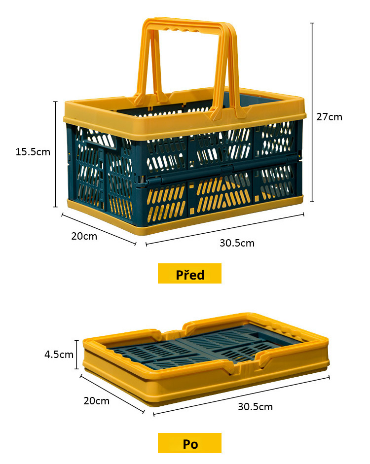 Skládací multifunkční nákupní úložný koš