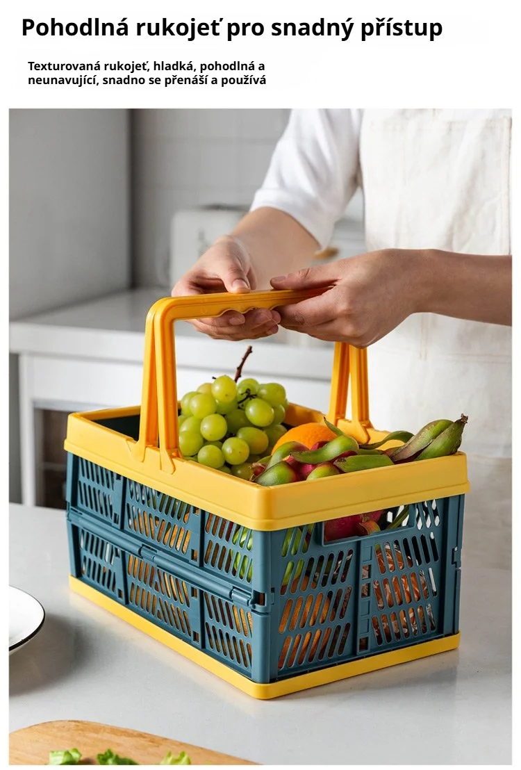 Detailní pohled na rukojeť skládacího koše