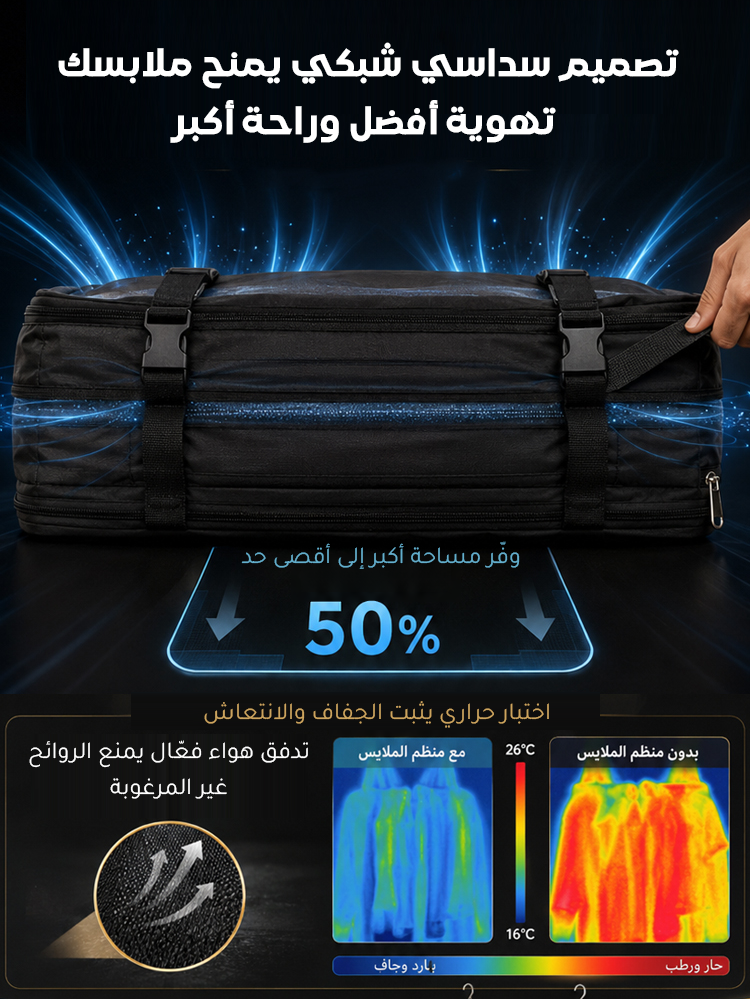 حقيبة تنظيم سفر معلّقة بثلاث طبقات