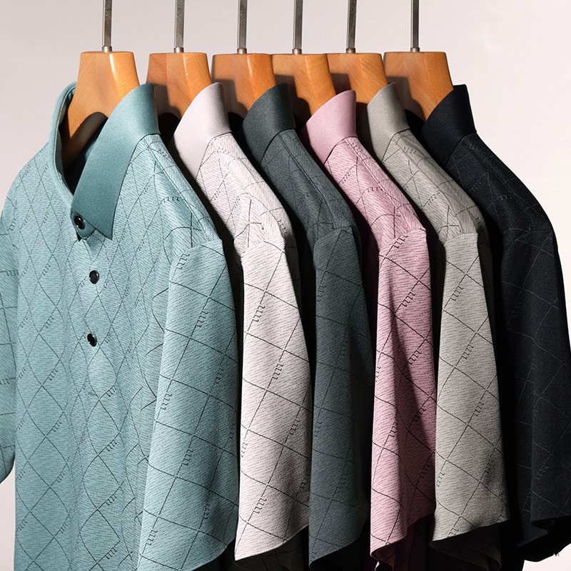 夏用メンズ半袖シャツ／速乾アイス薄手半袖シャツ／中高年男性用夏シャツ