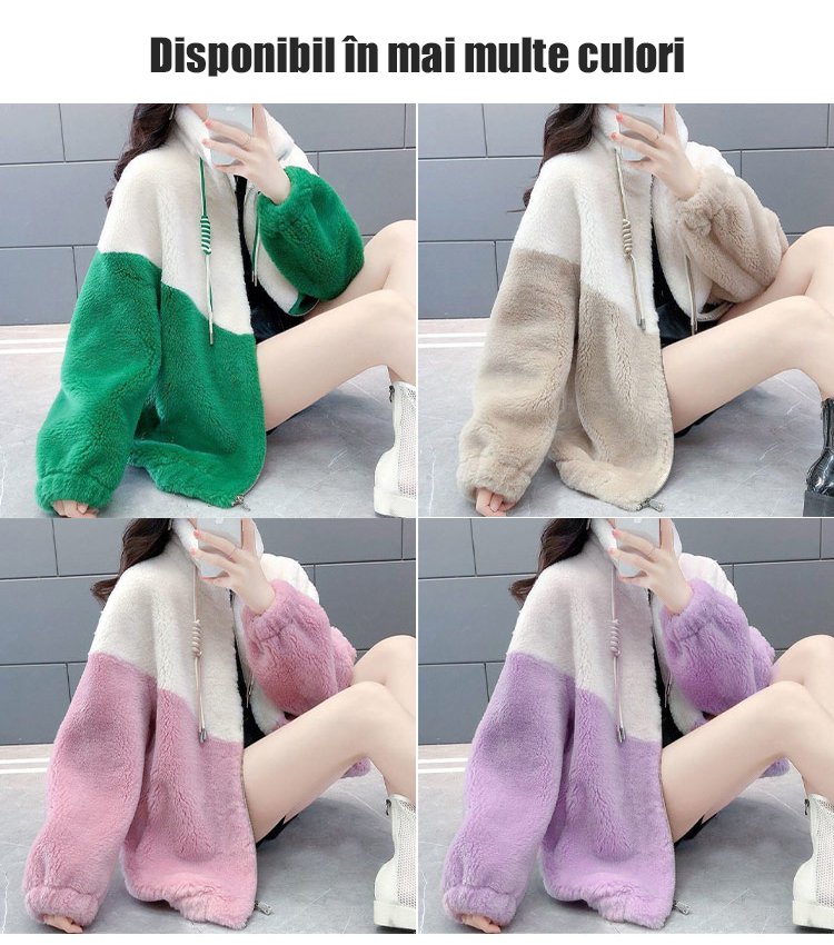 O haină din lână de miel în două culori