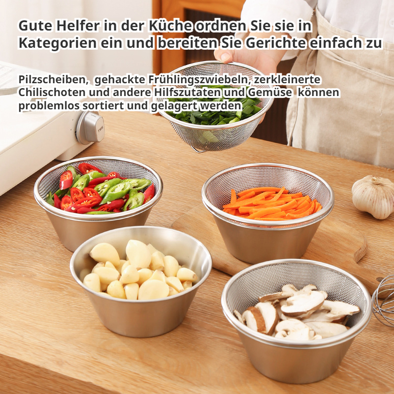 Mini 304 Edelstahl Abtropfschale Filter Obstkorb Abtropfkorb Essenszubereitungsschüssel Becken Reisw