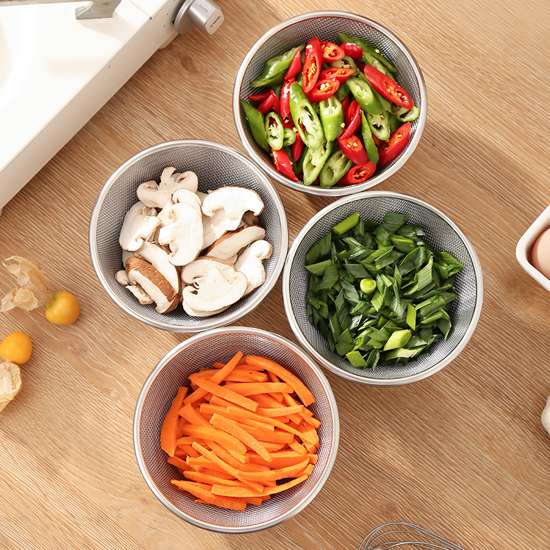 Mini 304 Edelstahl Abtropfschale Filter Obstkorb Abtropfkorb Essenszubereitungsschüssel Becken Reisw