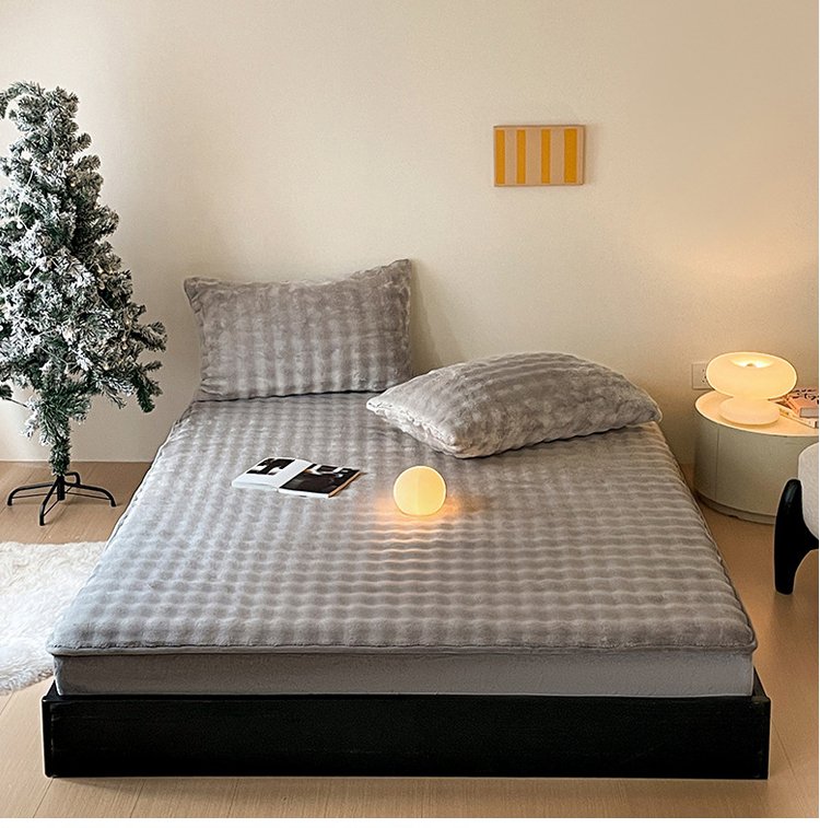 Conjunto de ropa de cama de terciopelo grueso y cálido