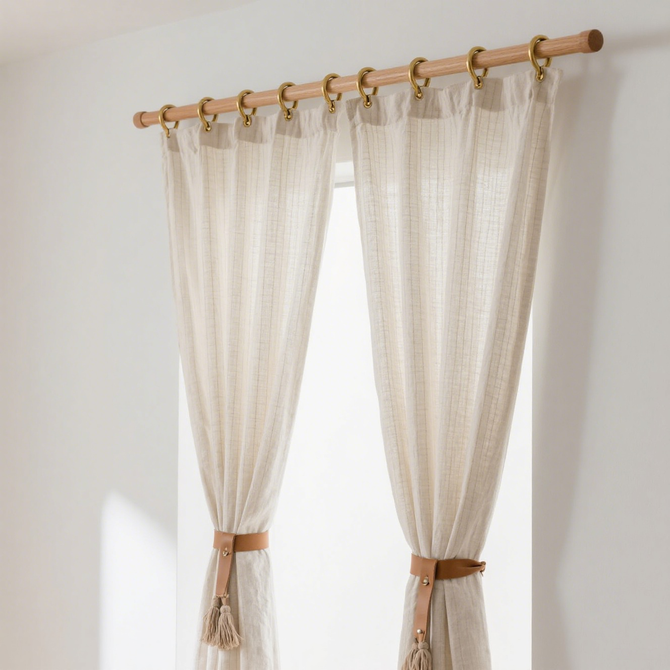 Silla de madera estilo japonés con lino vintage y acabado crema