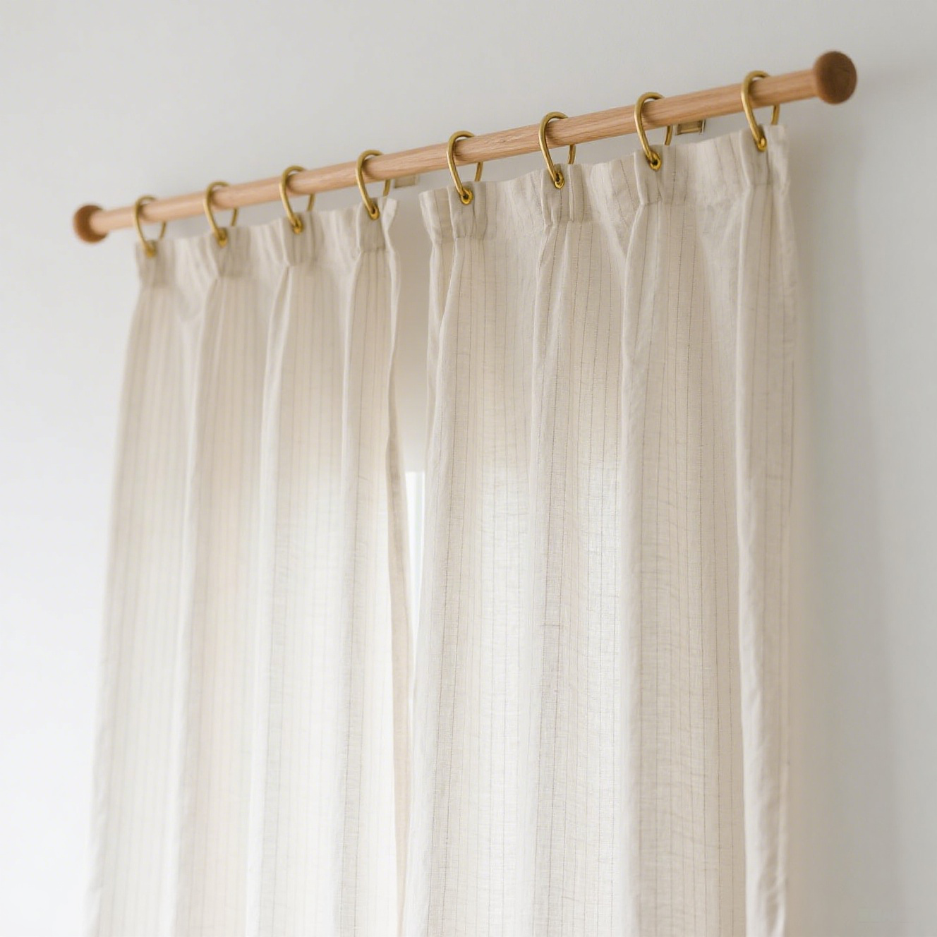 Silla de madera estilo japonés con lino vintage y acabado crema