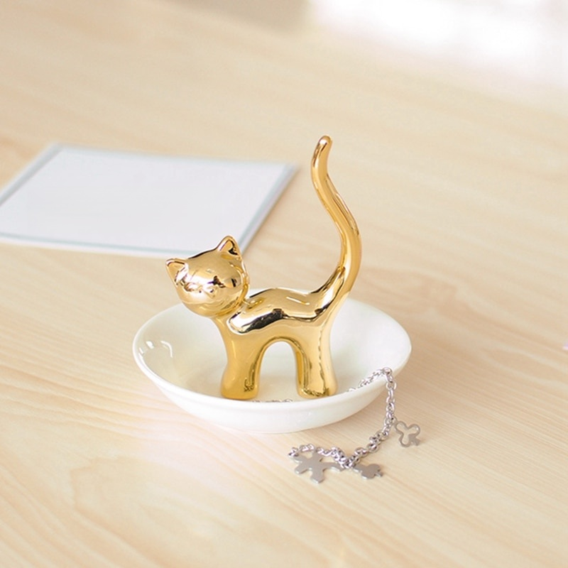 Ceramic curved cat craft ornaments