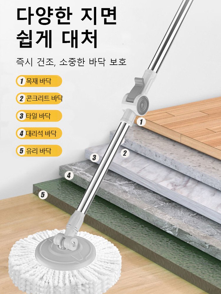 【부유 회전】손 세탁이 필요 없는 대걸레+탈수통 세트