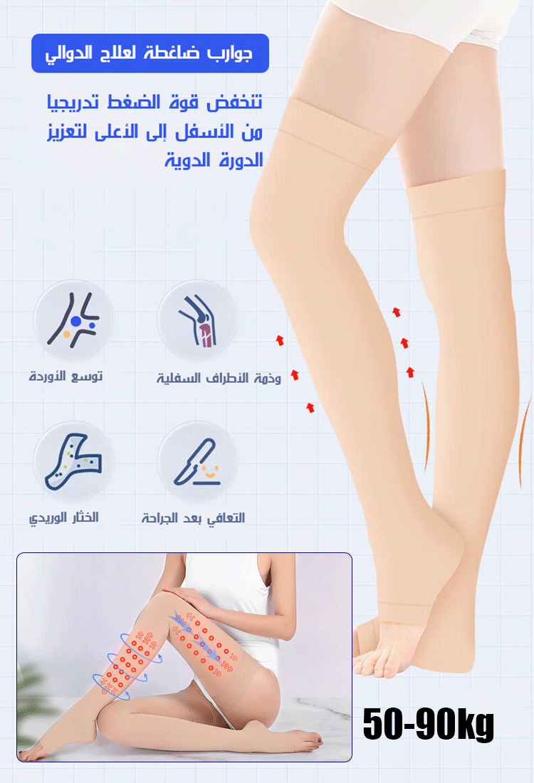 جوارب ضاغطة  لعلاج الدوالي والوذمة اللمفية