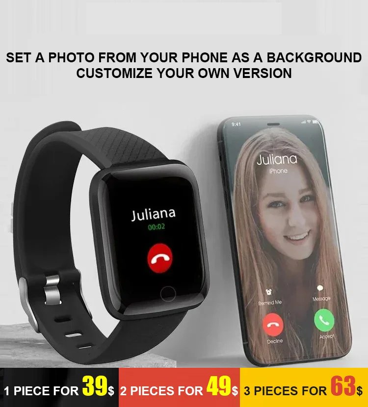 Bluetooth sports watch [All-day monitoring of heart rate and blood pressure].