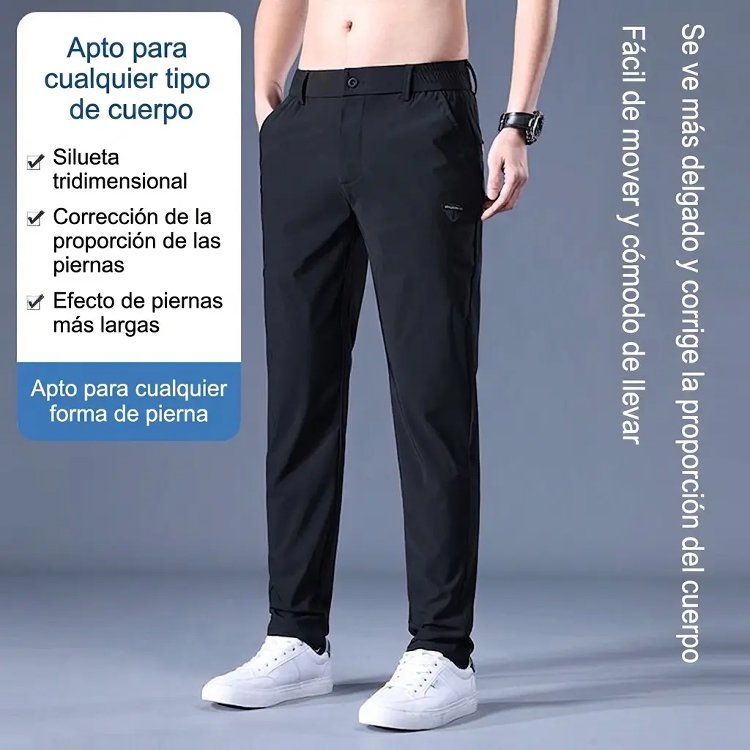 Pantalones rectos elásticos