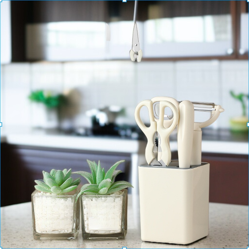 5-piece kitchen tool set with storage stand, fruit peeler combination