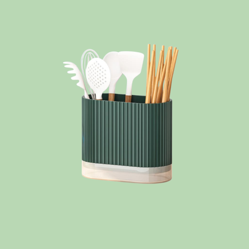 حافظة عيدان وأدوات المطبخ مع تصريف المياه