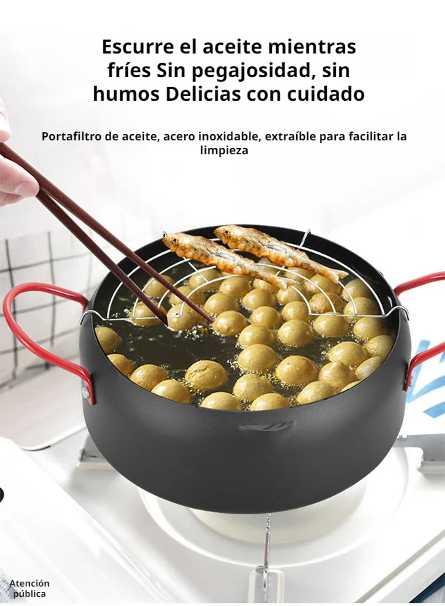 Japanese style tempura non-stick pan on kitchen counter