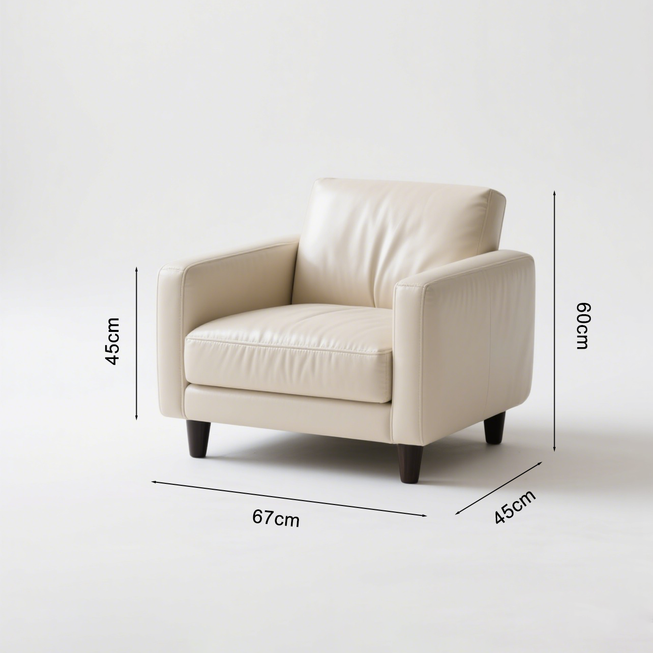 Bequemes Einzelsofa mit Leder- und Stoffbezug