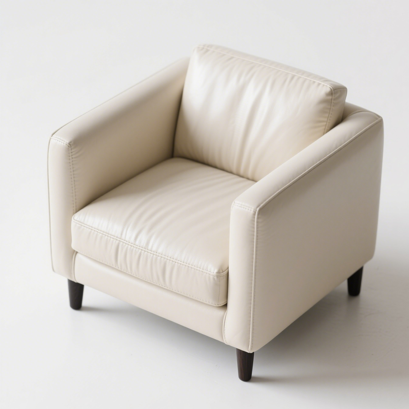 Einfaches Einzelsofa aus Leder und Stoff für kleine Wohnungen