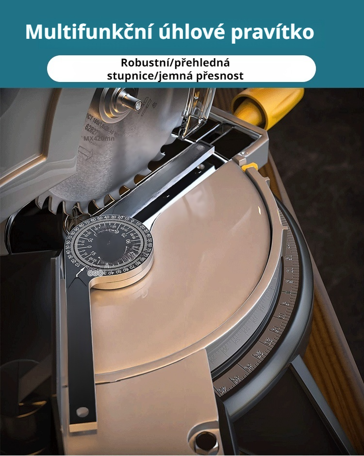 Multifunkční úhlové pravítko při měření úhlu na dřevě