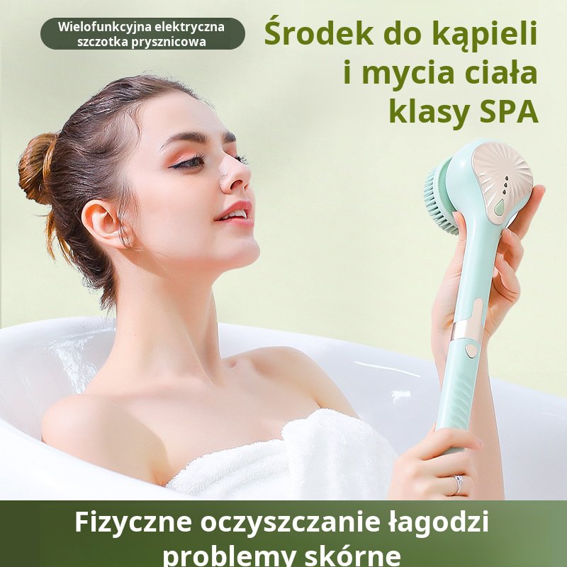 Elektryczna szczotka do kąpieli, wielofunkcyjna silikonowa szczotka do kąpieli z długim uchwytem,   