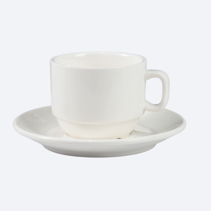 Pure white coffee cup and plate set