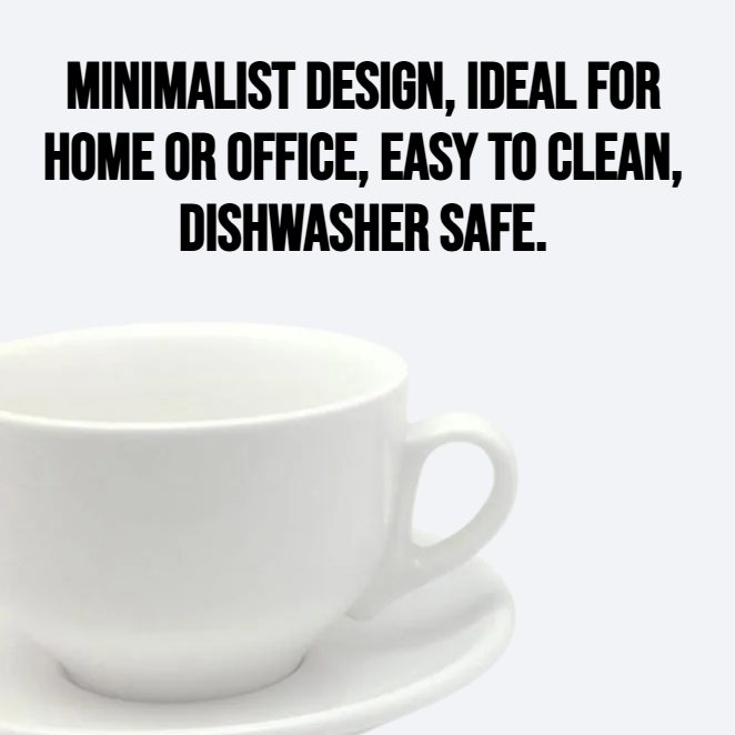 Pure white coffee cup and plate set