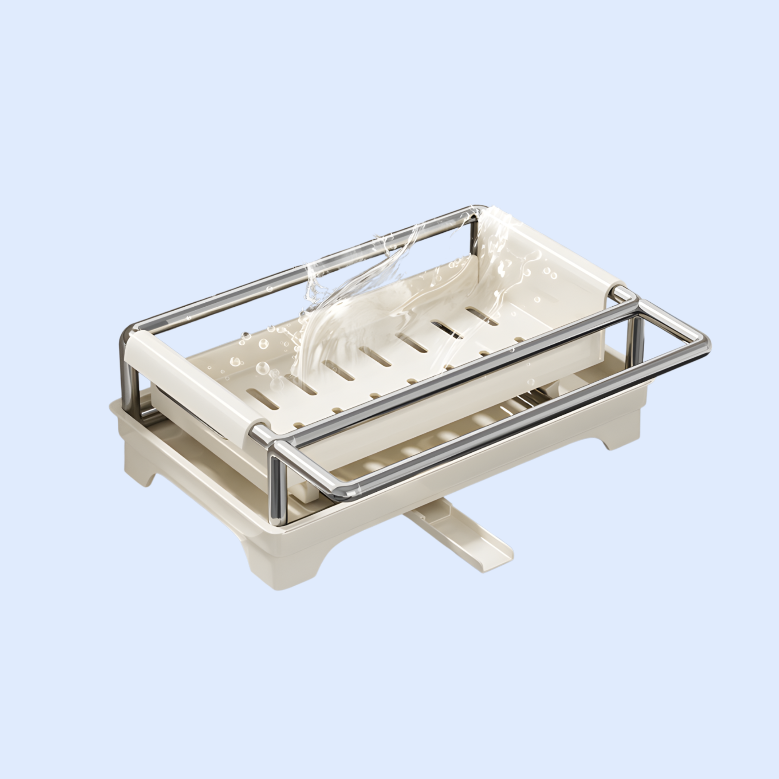 ステンレス製キッチン収納、排水ラック、雑巾置き、蛇口、野菜シンク、食器洗いシンク、備品収納、工芸品