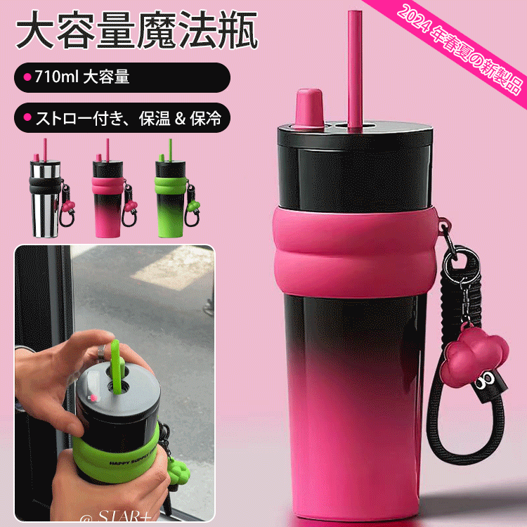 ストロー付保温保冷ボトル